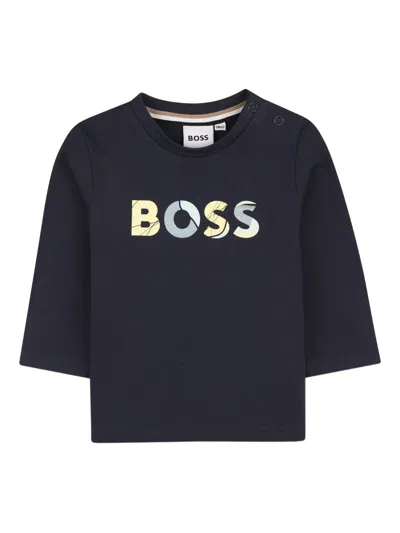 Bosswear Babies' Long-sleeve Logo T-shirt In Blue