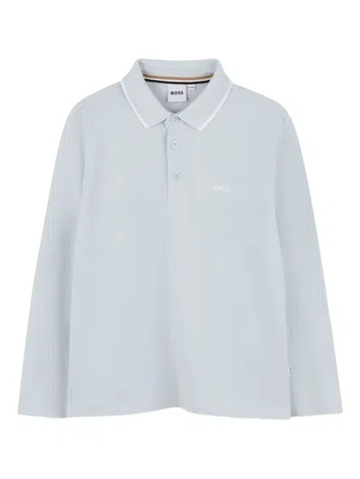 Bosswear Kids' Long-sleeve Polo Shirt In Blue