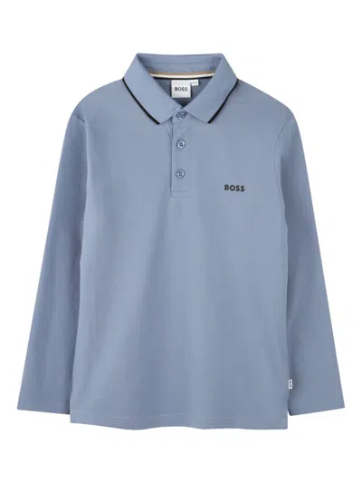 Bosswear Kids' Long-sleeve Polo Shirt In Medium Grey