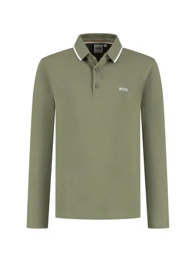 Bosswear Long-sleeve Polo Shirt In Green