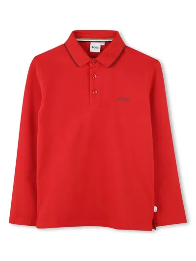 Bosswear Kids' Long-sleeve Polo Shirt In Red