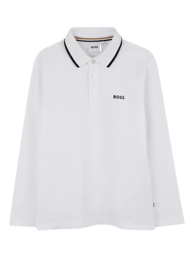 Bosswear Kids' Long-sleeve Polo Shirt In White