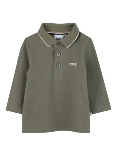 Bosswear Babies' Long-sleeves Logo Polo Shirt In Gray