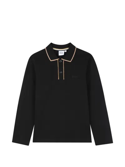 Bosswear Kids' Long-sleeve Polo Shirt In Black