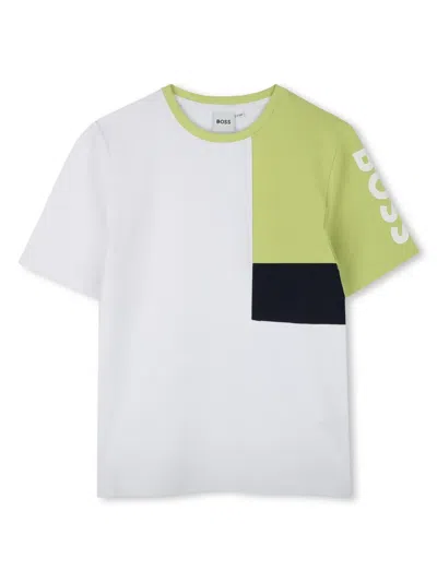 Bosswear Kids' Loog-print Short-sleeve T-shirt In White