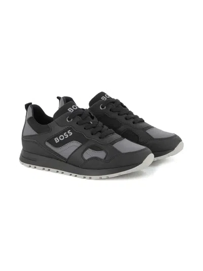 Bosswear Kids' Mesh-panel Trainers In Black