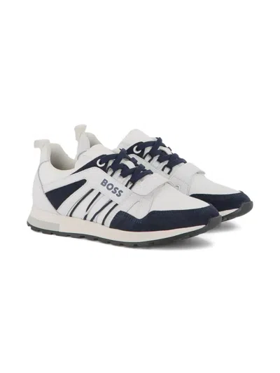 Bosswear Kids' Mesh-panelled Sneakers In White