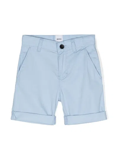 Bosswear Kids' Mid-rise Turn-up Shorts In Blue