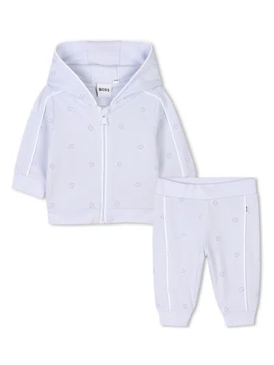 Bosswear Babies' Monogram-pattern Tracksuit Set In Blue