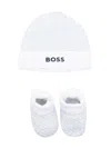 Bosswear Monogram-print Beanie Hat Set In Blue