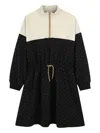 Bosswear Monogram-print Half-zip Panelled Dress In Black