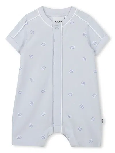 Bosswear Babies' Monogram-print Romper In Blue
