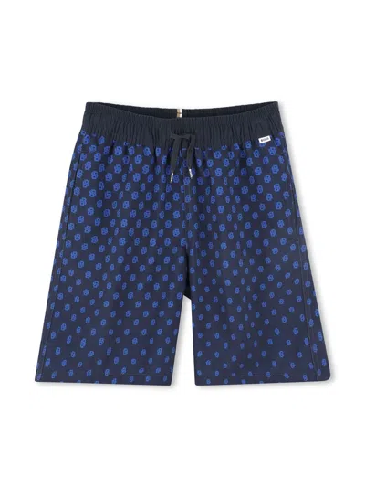 Bosswear Kids' Monogram-print Swim Shorts In 蓝色