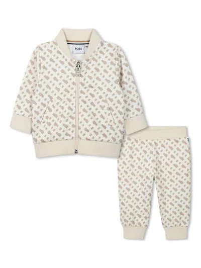 Bosswear Babies' Monogram Tracksuit Set In Neutrals