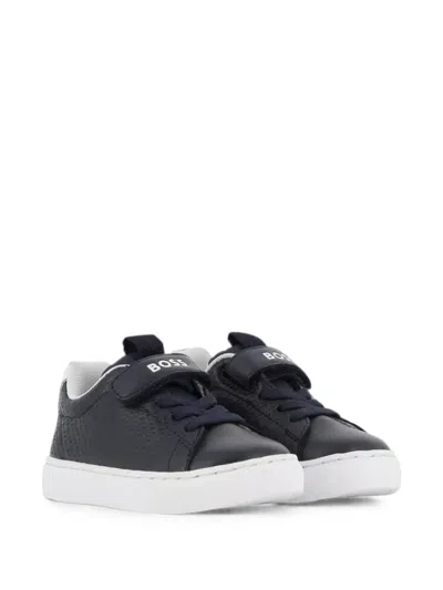 Bosswear Babies' Monogram-debossed Touch-strap Sneakers In Blue
