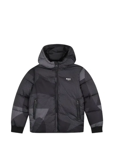 Bosswear Kids' Monogram-print Padded Jacket In Gray