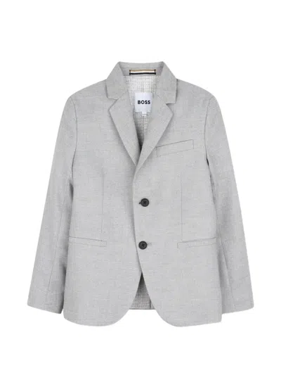 Bosswear Kids' Notched-lapel Single-breasted Blazer Jacket In Gray