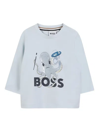 Bosswear Babies' Octopus-print Long-sleeve T-shirt In White