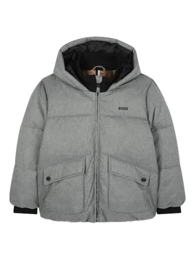 Bosswear Kids' Padded Hooded Jacket In Gray