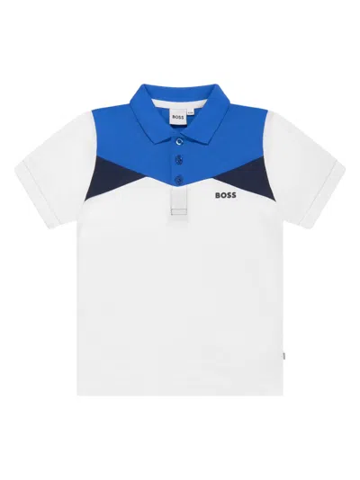 Bosswear Kids' Panelled-design Polo Shirt In White