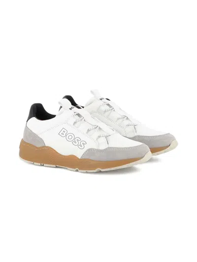 Bosswear Kids' Panelled Lace-up Trainers In White
