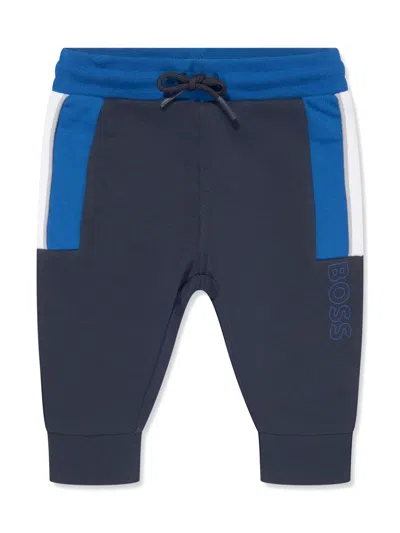 Bosswear Babies' Panelled Logo-print Track Pants In Blue