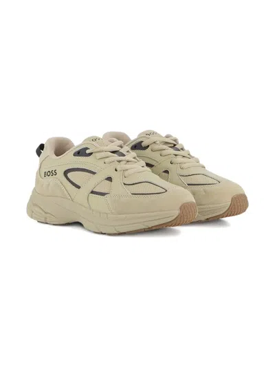 Bosswear Kids' Panelled Sneakers In Neutral