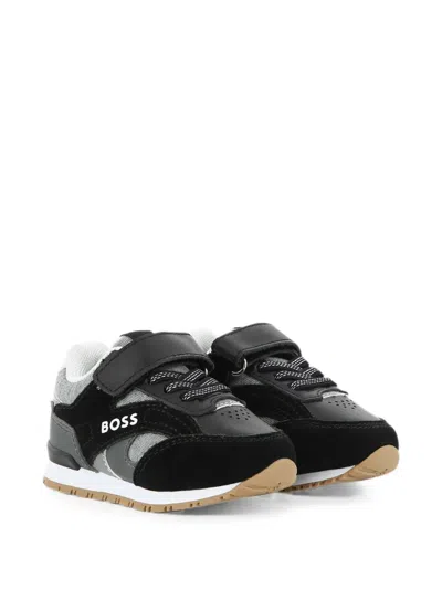 Bosswear Babies' Panelled Touch-strap Sneakers In Black