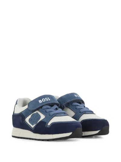 Bosswear Babies' Panelled Touch-strap Sneakers In Blue