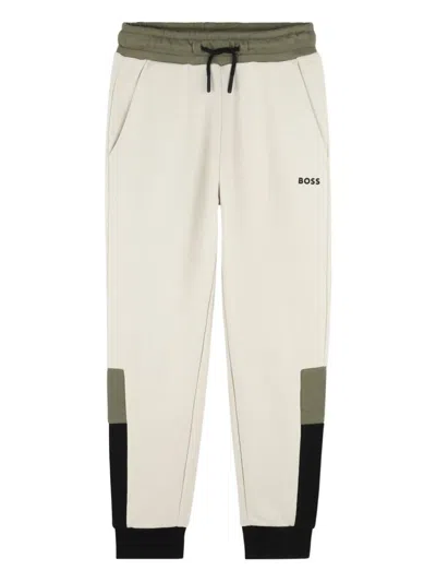 Bosswear Kids' Panelled Tracksuit Bottoms In White