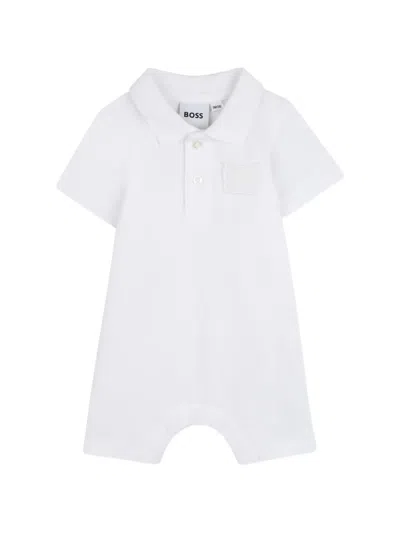 Bosswear Babies' Patch Detail Polo Shirt Romper In White