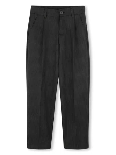 Bosswear Kids' Pinstriped Tailored Trousers In Black