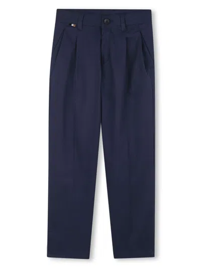 Bosswear Kids' Pleat-detail Trousers In Blue