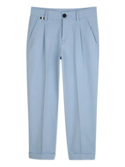 Bosswear Kids' Pleat-detail Trousers In Blue