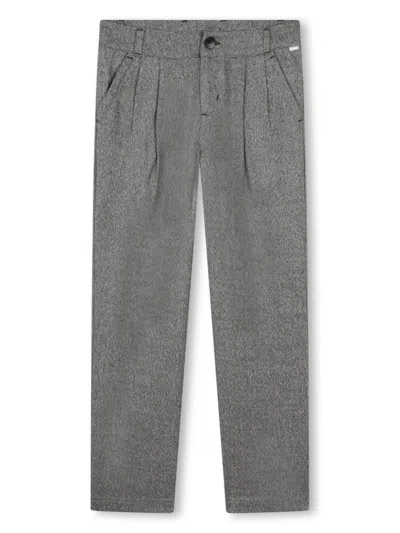 Bosswear Kids' Pleated Cotton Tailored Trousers In Grey