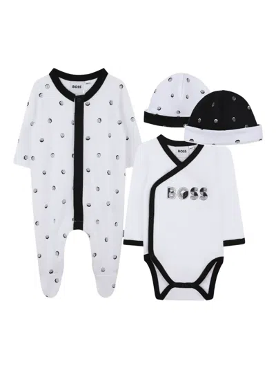 Bosswear Polka Dot Babygrow (set Of Four) In White