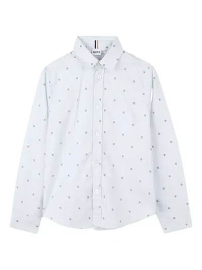 Bosswear Kids' Polka-dot Button-up Shirt In White