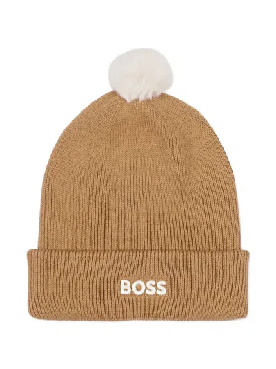 Bosswear Babies' Pom-pom Beanie Hat In Brown