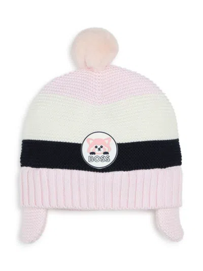 Bosswear Babies' Pompom Cotton Beanie Hat In Pink