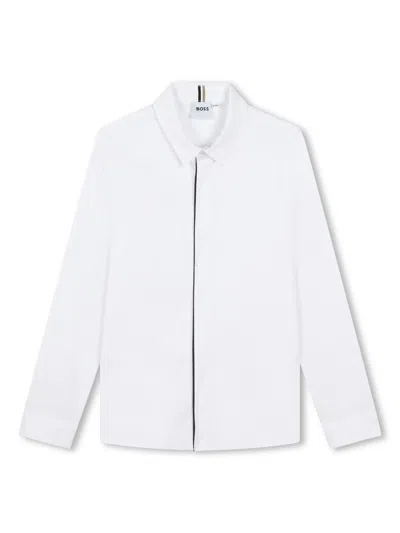 Bosswear Kids' Poplin-texture Button-up Shirt In White