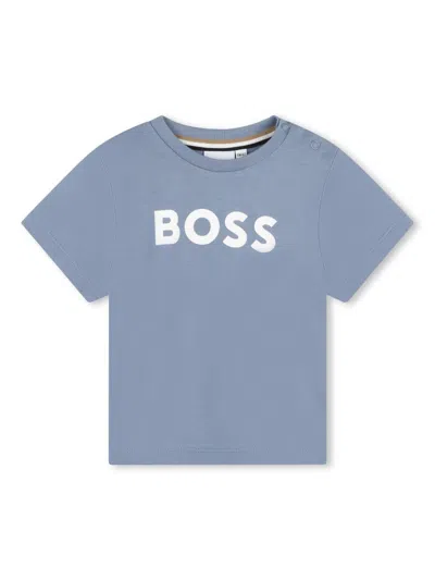 Bosswear Babies' Printed Cotton T-shirt In Blue