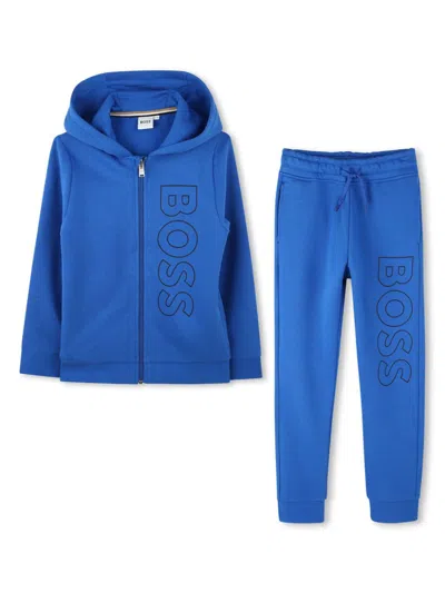 Bosswear Kids' Printed Zipped Tracksuit Set In Blue