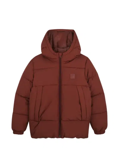 Bosswear Kids' Quilted Hooded Jacket In Brown