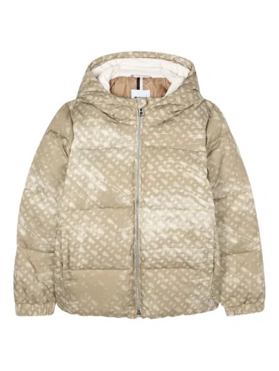 Bosswear Kids' Quilted Hooded Puffer Jacket In Brown