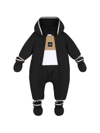 Bosswear Babies' Quilted Hooded Snowsuit In Black