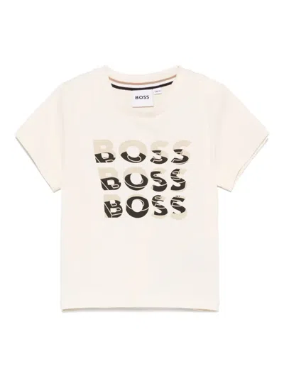 Bosswear Babies' T-shirt Mit Vorstehendem Logo In Nude