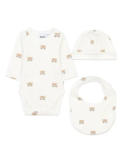 Bosswear Red Panda Babygrow (set Of Three) In White
