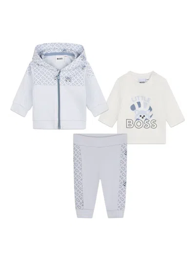 Bosswear Babies' Red Panda-embroidered Trousers (set Of Three) In Blue