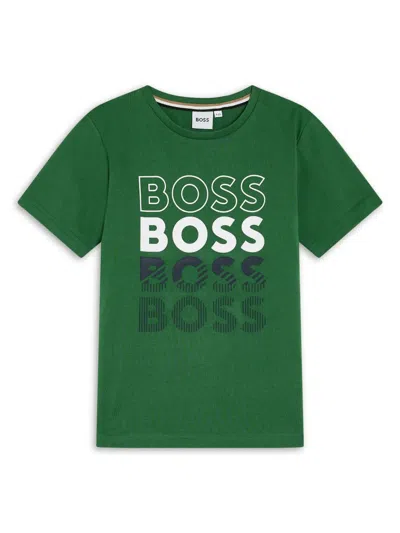 Bosswear Kids' Repeat Logo Cotton-jersey T-shirt In Green