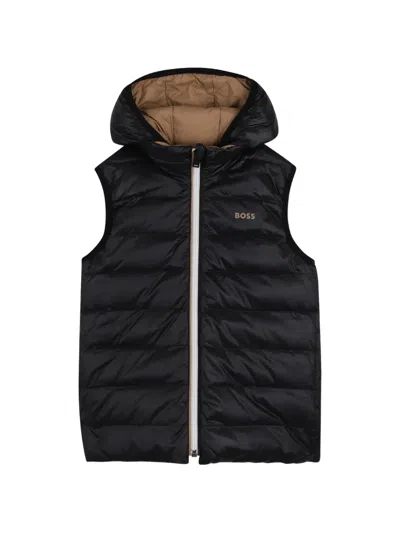 Bosswear Kids' Reversible Hooded Gilet In Black